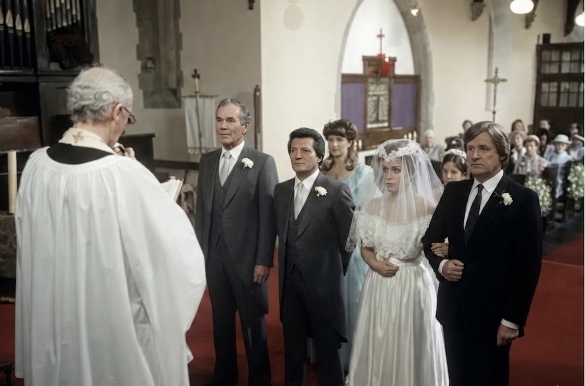 Mike Baldwin and Susan Barlow's wedding at Holy Trinity Church, filmed for Coronation Street